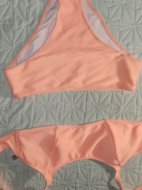 Women's Peach Ribbed Bikini Set - Brand: